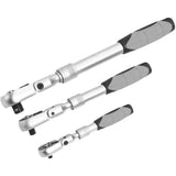 Neilsen 3pc Telescopic Flexible Socket Ratchet Handle Set 1/4" 3/8" 1/2" Set