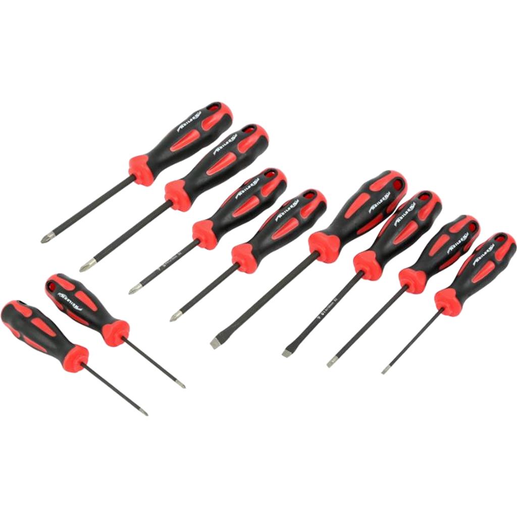 Neilsen 10pc Soft Grip Diamond Tipped Phillips Slotted Pozi Screwdriver Set