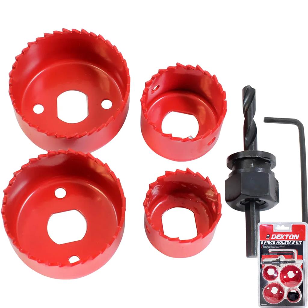 Dekotn 6pc Hole Saw Cutter Wood Plastic Metal Holesaw Set 32mm - 54mm