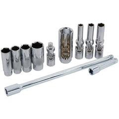 Neilsen 3/8" Long Glow Spark Plug Deep Square Metric Socket Set 8mm - 250mm