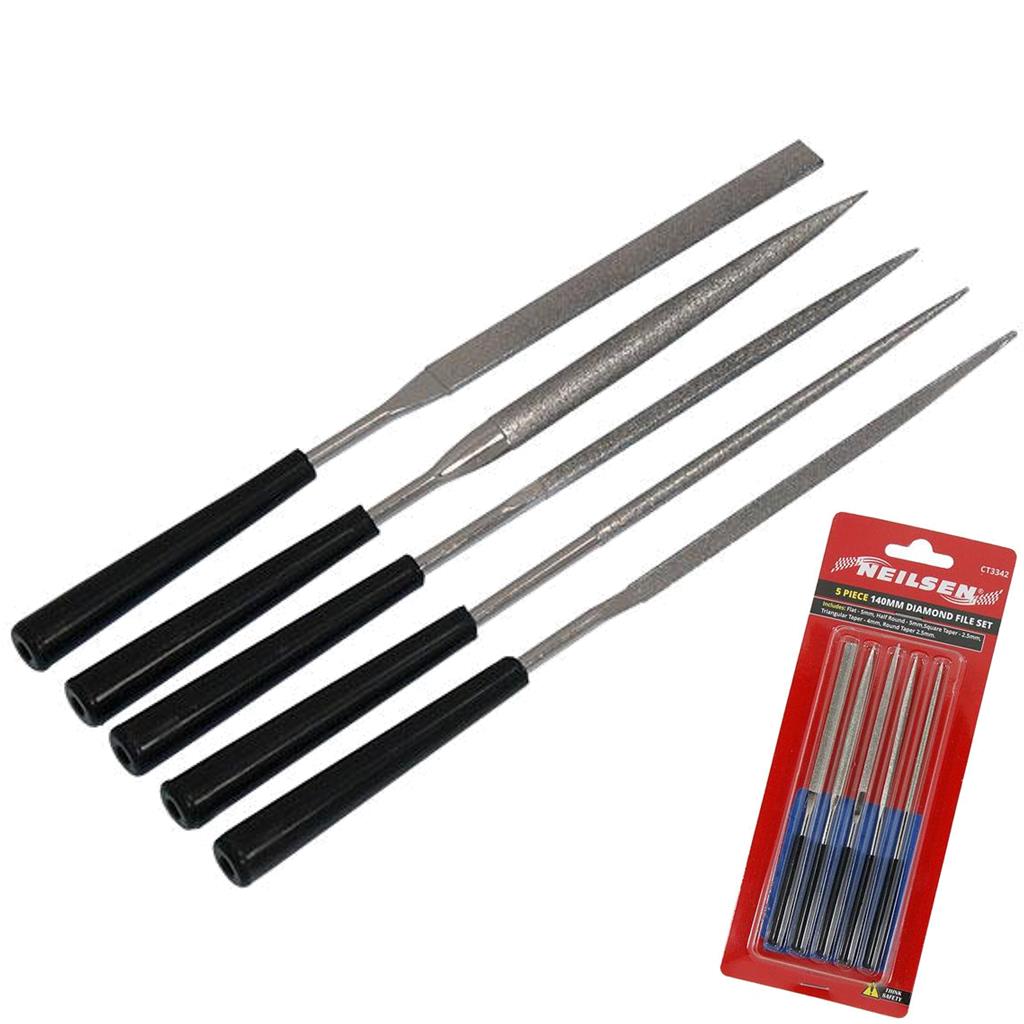 Neilsen 5pc Diamond Needle File Precision Micro Files Craft Work Jewellery Set