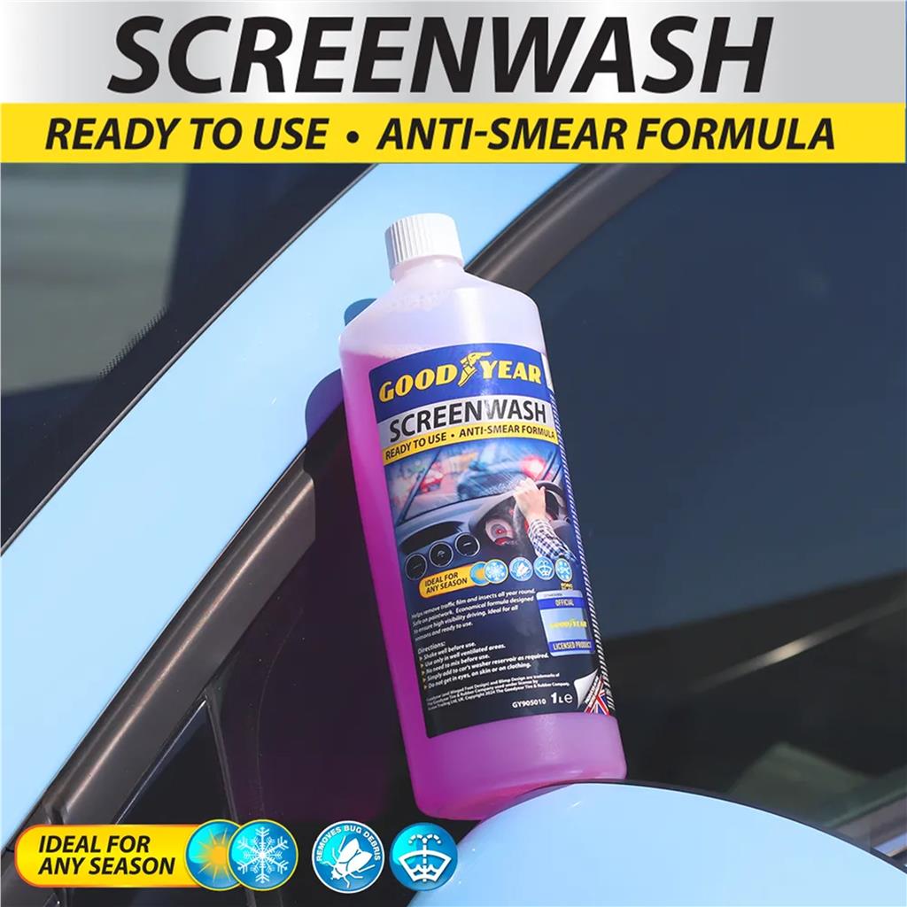 Goodyear Car Anti Smear Screenwash Wash Soap Cleaning Clearer Spray 1L