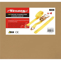 Neilsen 4pc Ratchet Tie Down Cargo Straps 38mm Lashing Truck Trailer Car