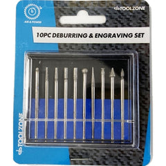 Toolzone 10pc Rotary Diamond Burr Deburring & Engraving Set Drill Bits Carving