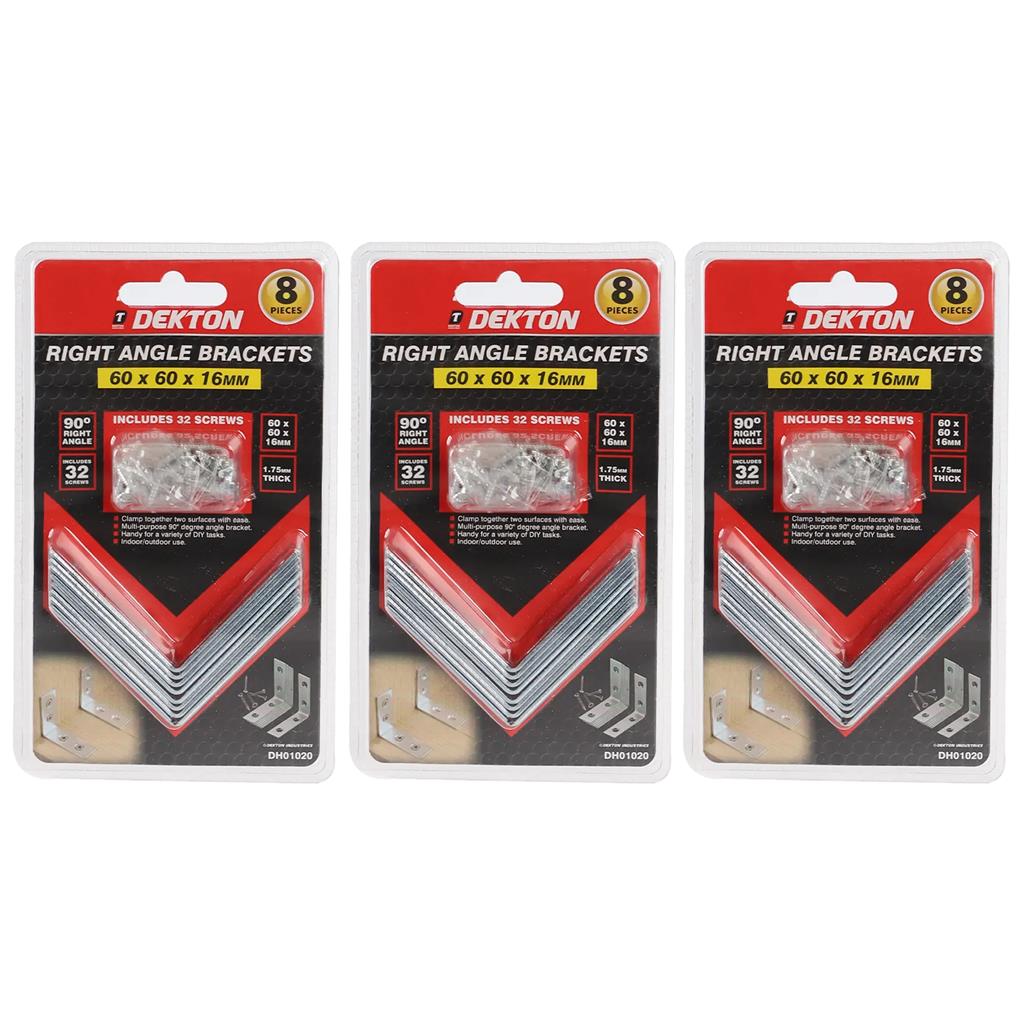 Dekton Mending Plate Joining Bracket Right Angle Corner Connector Fixing 60mm