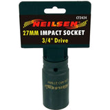 Neilsen 3/4" Drive Standard Deep Square Metric Single Impact Socket 27mm