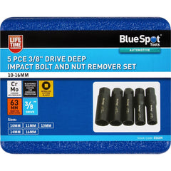 BlueSpot 5pc 3/8" Drive Deep Impact Bolt & Nut Remover Socket Set 10mm - 16mm