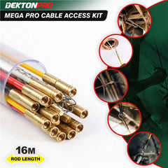 Dekton Mega Pro Cable Super Rod Kit 16m With Attachments Set Electrical Access