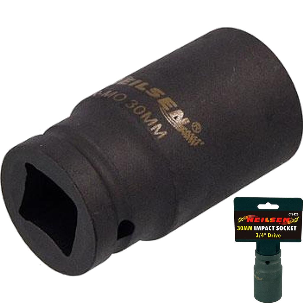 Neilsen 3/4" Drive Standard Deep Square Metric Single Impact Socket 30mm