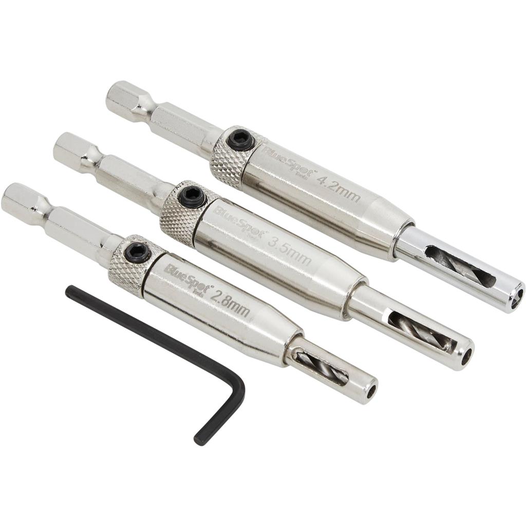 Bluespots 3pc Hinge Drill Self Centering Pilot Holes Diy Hss Impact Bit Set