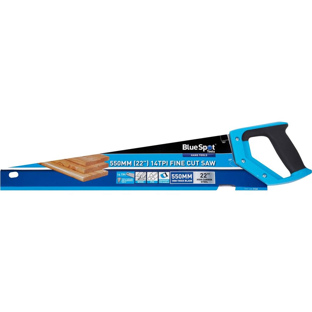 Bluespot 14 TPI Sharpoint Wood Carpentry Universal Fine Cut Hand Saw 22"