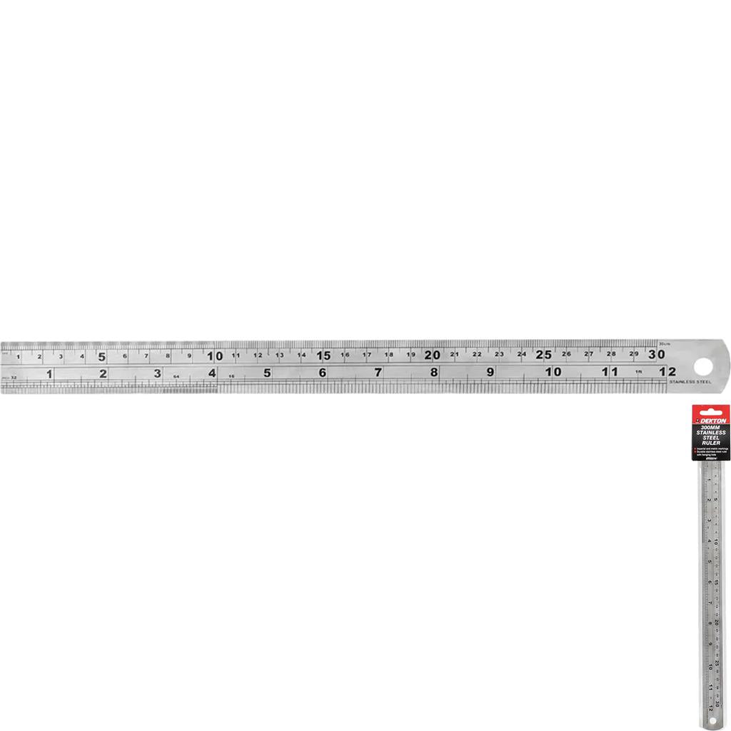 Dekton 300mm Metric & Imperial Stainless Steel Marking Straight Ruler Rule