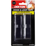 Dekton Black 20mm X 1m Hook & Loop Fastener Self Adhesive Sticky Backed