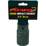 Neilsen 3/4" Drive Standard Deep Square Metric Single Impact Socket 30mm