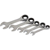 Neilsen 5pc Stubby Ratchet Metric Combination Spanner Wrench Set 10mm - 19mm