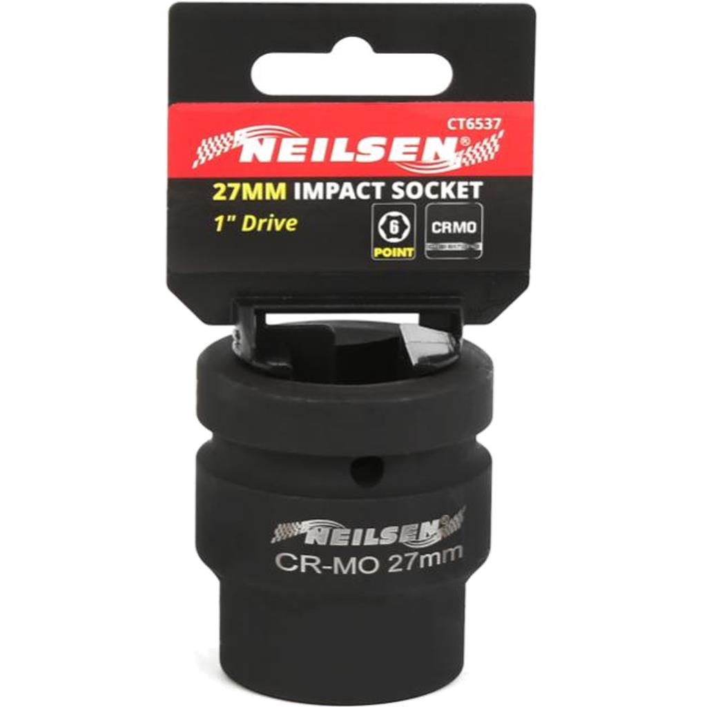 Neilsen 1" Drive Standard Shallow Square Metric Single Impact Socket 27mm