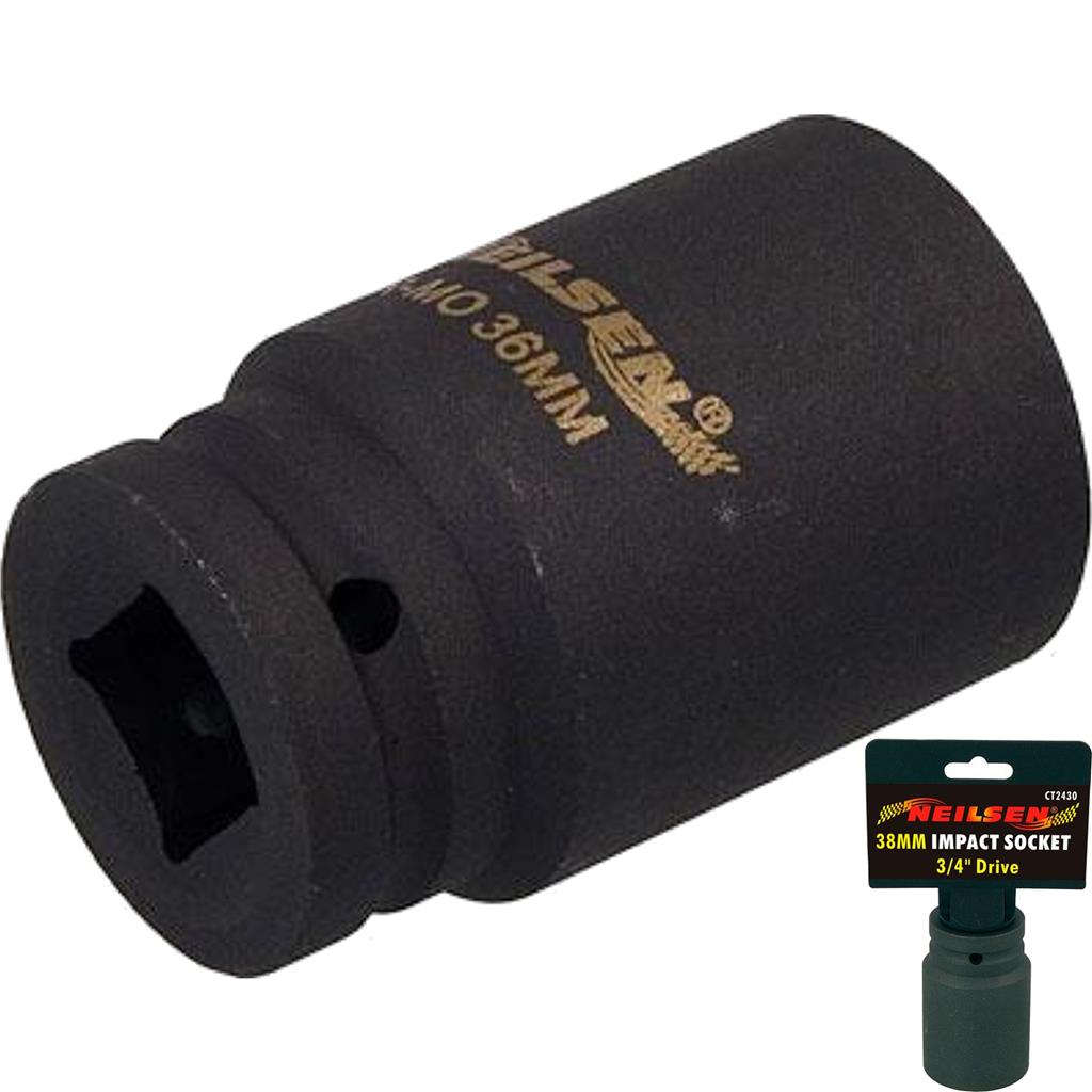 Neilsen 3/4" Drive Standard Deep Square Metric Single Impact Socket 38mm