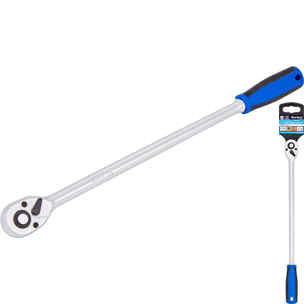Bluespot Extra Long Reach Socket Ratchet Quick Release 72 Teeth 300mm 1/4"