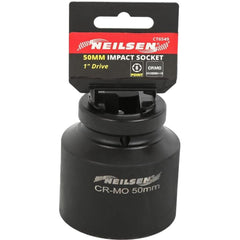 Neilsen 1" Drive Standard Shallow Square Metric Single Impact Socket 50mm