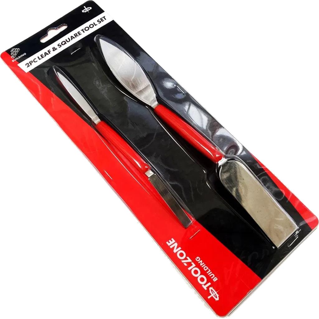Toolzone 2pc Small Large Leaf And Square Trowel Set Finishing Pointing Tool