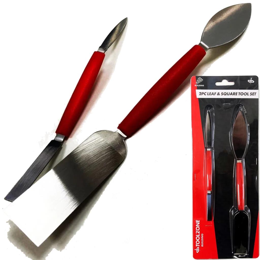 Toolzone 2pc Small Large Leaf And Square Trowel Set Finishing Pointing Tool