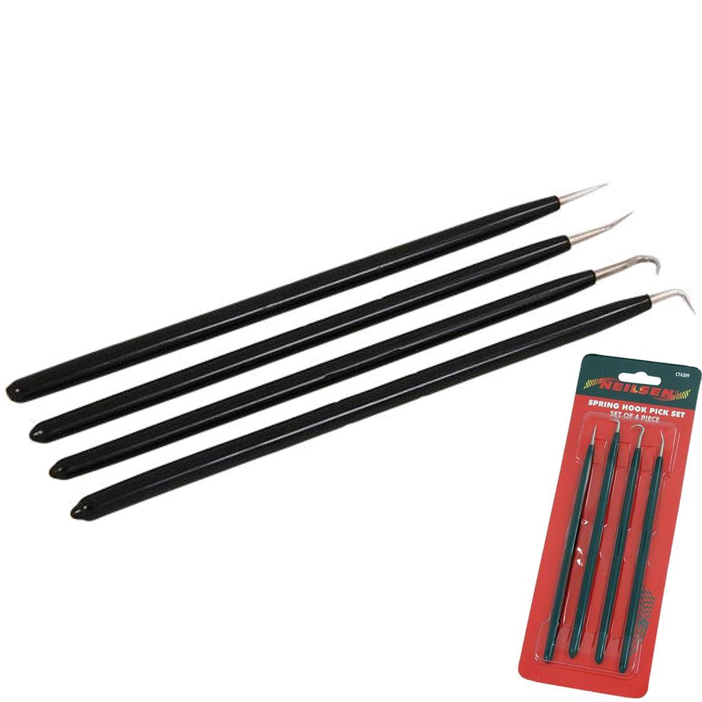 Neilsen 4pc Spring Pick And Hook Probe Wiring Set O Ring Seal Remover 185mm