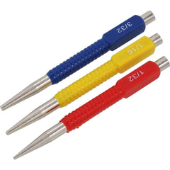 Neilsen 3pc Colour Coded Nail Punch Hand Mechanical Holes Drill Punches Set
