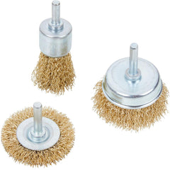 Bluespot 3pc Rotary Brass Steel Wire Brush Crimp Cup Set wheel For Drill 1/4"