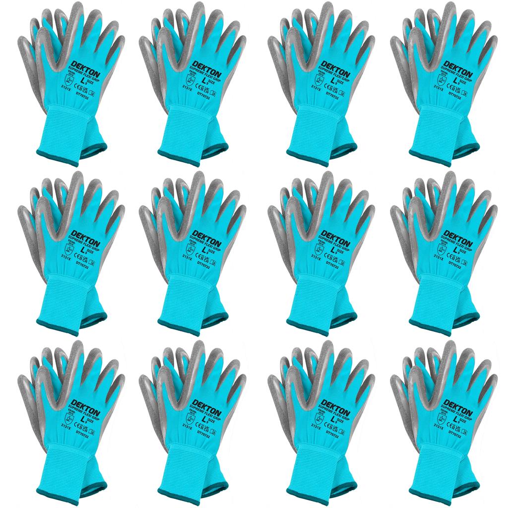 Dekton Latex Coated Supreme Flexi High Grip Work Gloves 1pc 6pc Or 12pc