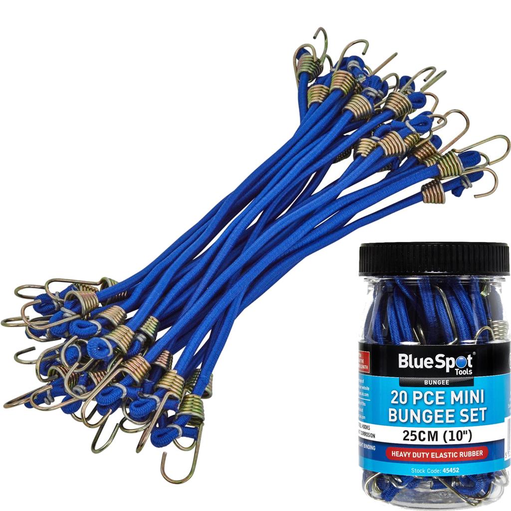 Bluespot 20pc Elastic Stretch Bungee Cords Hooks Cables Tie Down Straps Rope