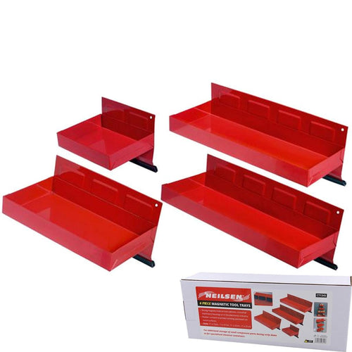 Neilsen 4pc Workshop Magnetic Tool Holder Shelves Parts Storage Tray Rack Set