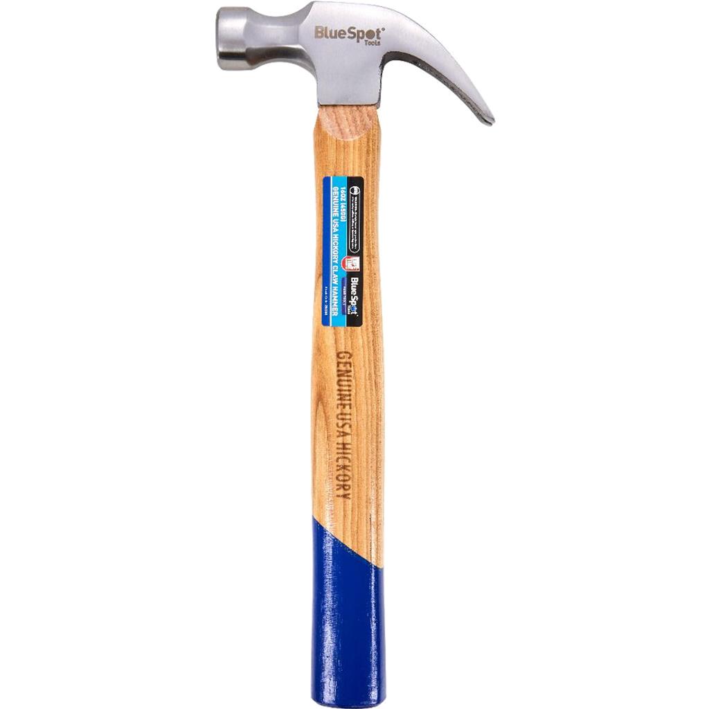 Bluespot 20oz Claw Hammer Hickory Handle Engineers Machinist Hardened Steel Head