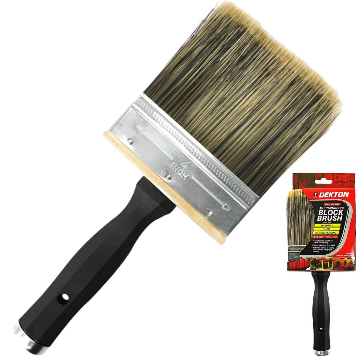 Dekton Large Multi Purpose Block Paint Brushes Decorating DIY Brush 4"