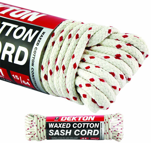 Dekton Waxed Cotton Cord Sash Window Pulley Braided Rope 6mm X 12.5m DT70416