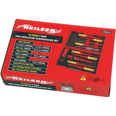 Neilsen 12pc Vde Insulated T Bar Pozi Flat Slotted Magnetic Tip Screwdriver Set
