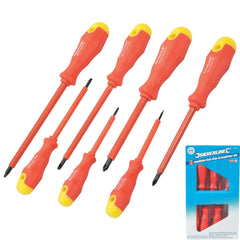 Silverline 7pc Insulated Magnetic Soft Grip Screwdriver Phillips Flat Set