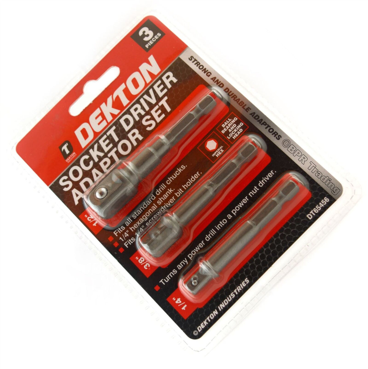 3Pcs Impact 1/4" 3/8" 1/2" Drill BIts Socket Adapter Set Hex Shank Extension Bar