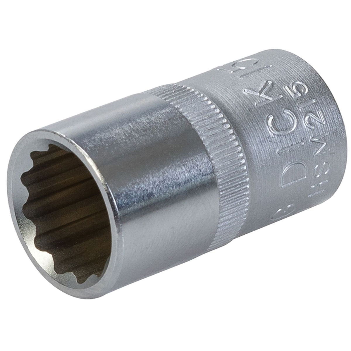 King Dick 15mm 12 PT Single Metric Polished Standard 1/2" Drive Socket