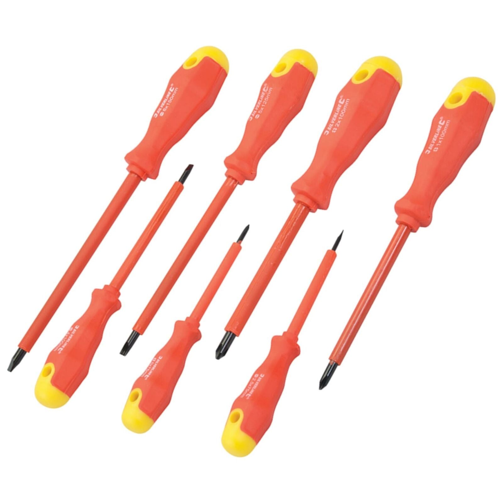 Silverline 7pc Insulated Magnetic Soft Grip Screwdriver Phillips Flat Set