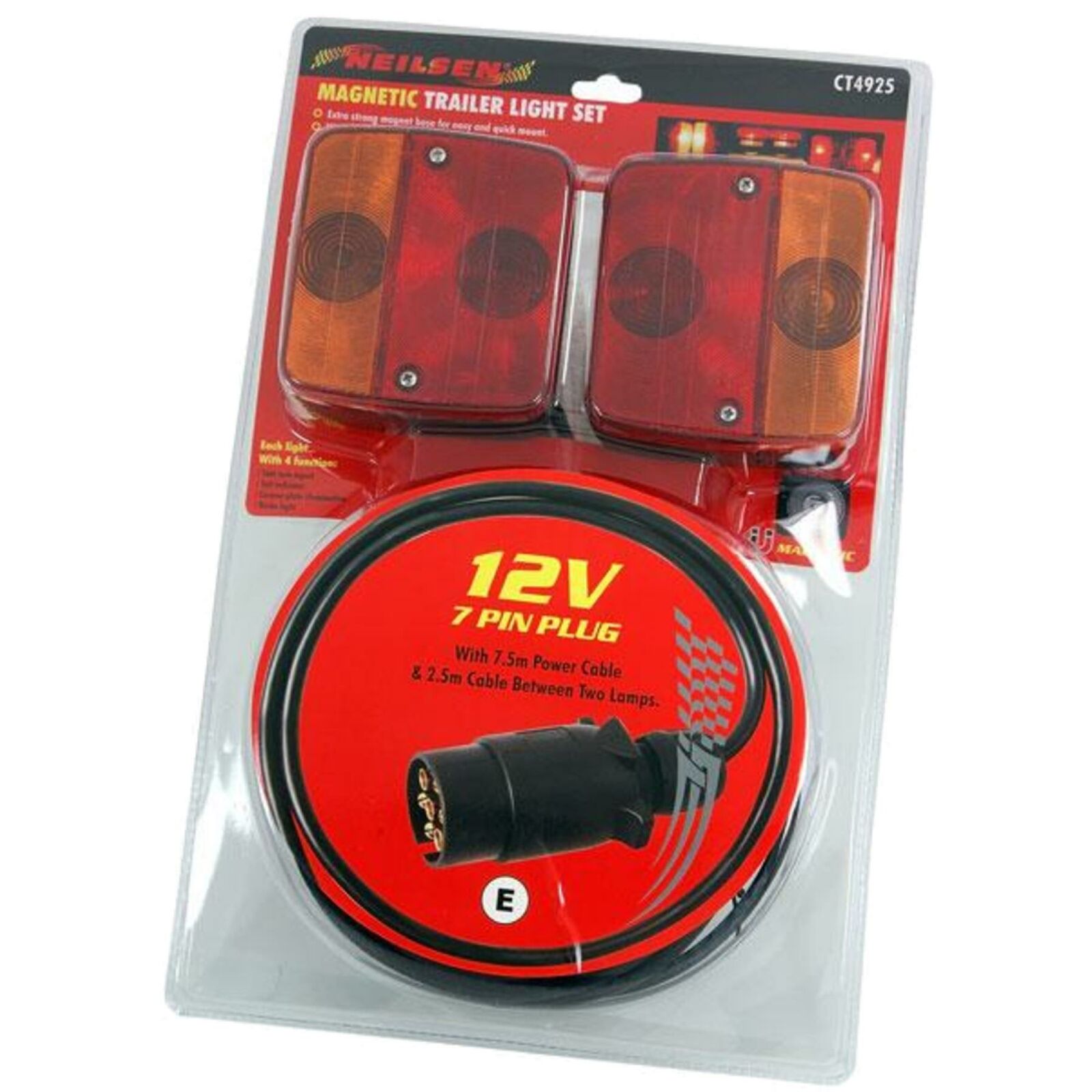 Neilsen 12V Magnetic Rear Tail Stop Light Indicator Lights Trailer Set