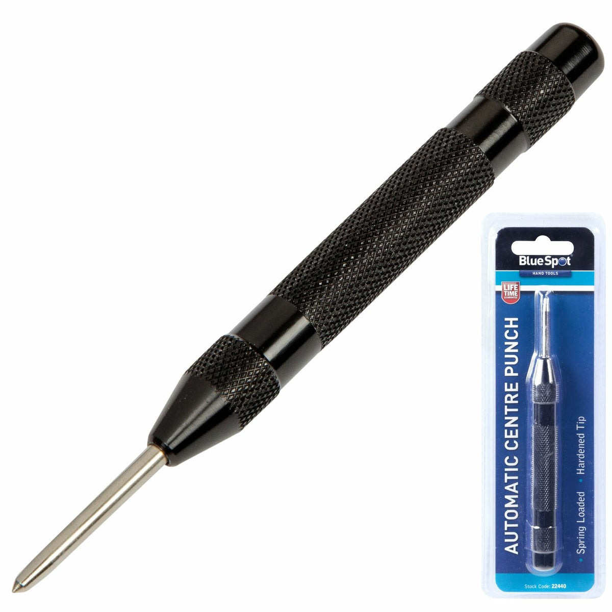 Bluespot Automatic Centre Punch Spring Loaded Metal Wood Dent Marker 5"/125mm