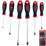 Dekton 6pc Magnetic Soft Grip Slotted Flat Phillips Screwdriver Set 75mm - 150mm