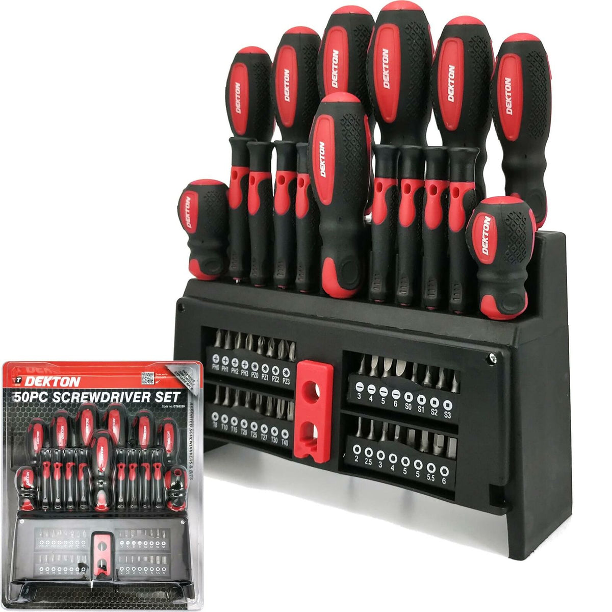 Dekton 50pc Magnetic Precision Torx Pozi Hex Slotted Phillips Screwdriver Set