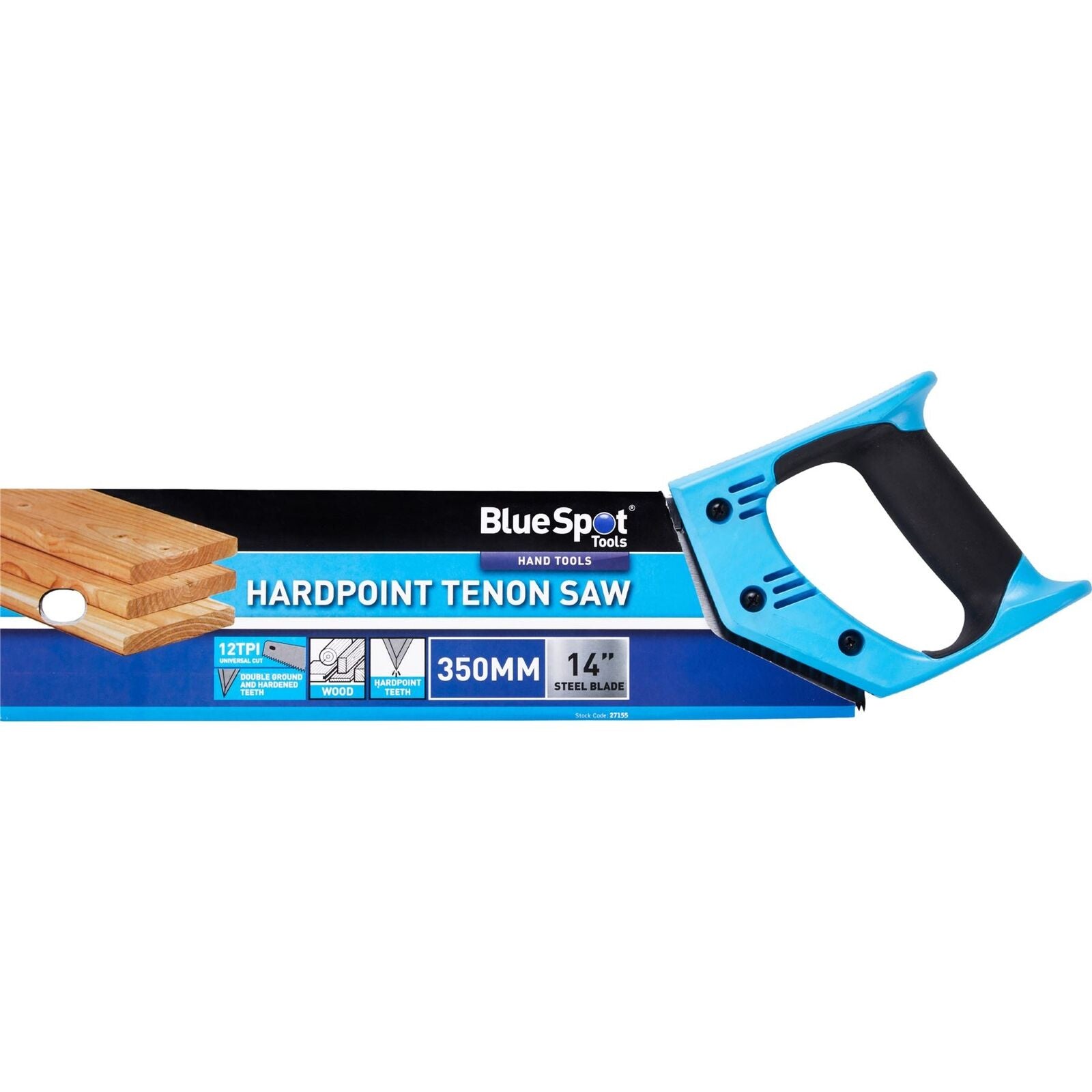 BlueSpot 350mm Hardpoint Mitre Soft Grip Tenon Saw 12 tpi For Cutting Wood