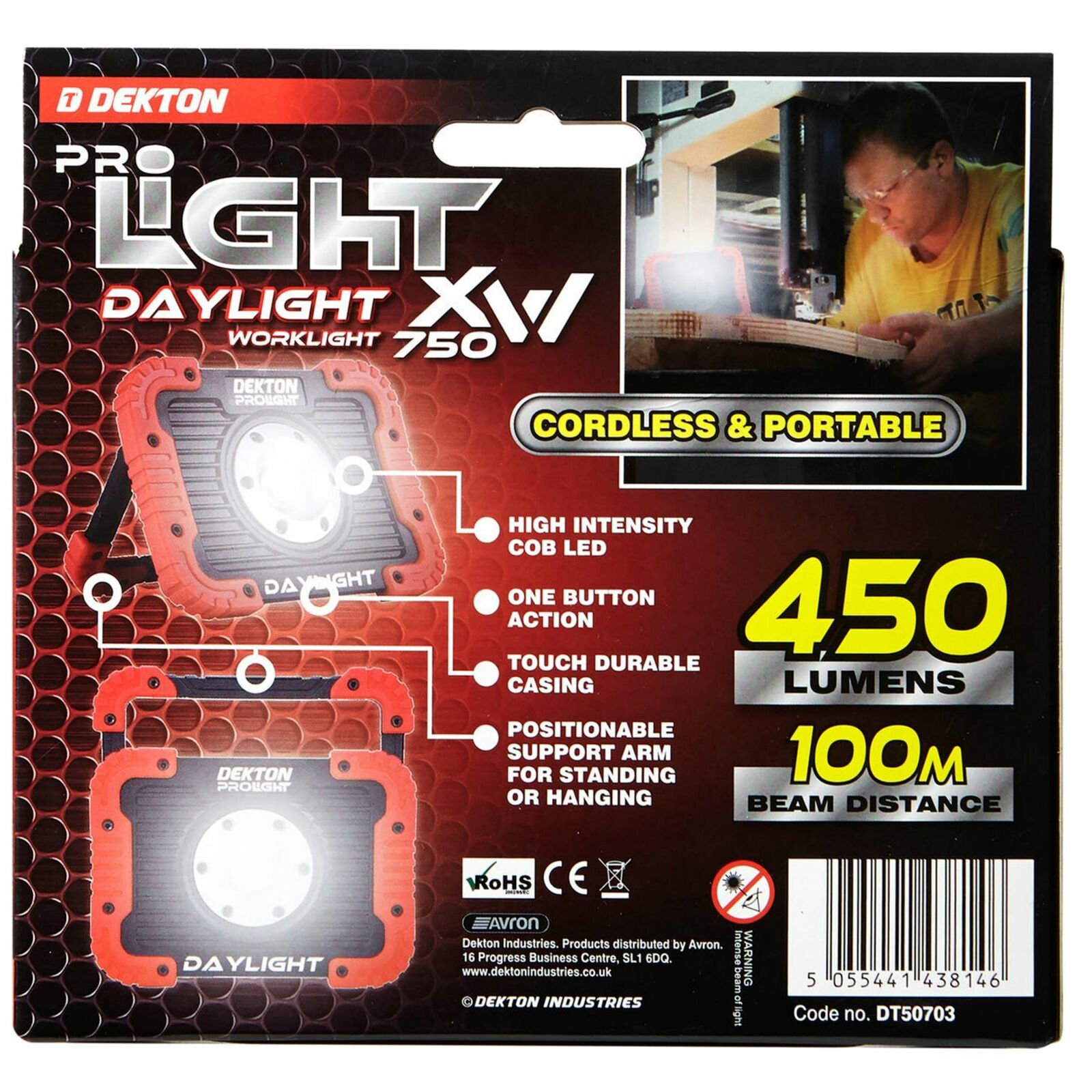 Dekton COB LED Work Light Torch Cordless Portable Inspection Lamp 450 Lumens