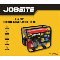 Jobsite 2000W Petrol Portable Camping Generator 4 Stroke 230v 6.5HP Recoil start