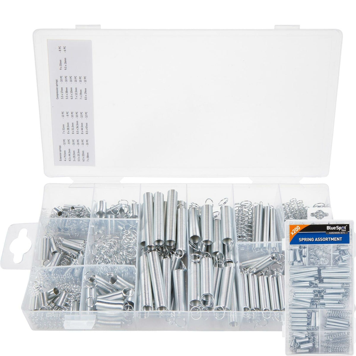 BlueSpot 200pc Assorted  DIY Workshop Expansion Compressed Coil Springs Set