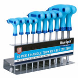 BlueSpot Long Star Torx Allen key Wrench Set T9 - T50 10 Pc T Handle Keys