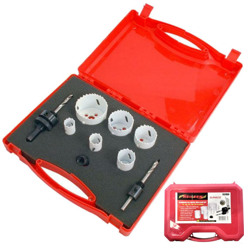 Neilsen 9pc Plumbers Bi-metal Hole Saw Sheet Wood Metal Kit Set 19mm - 57mm