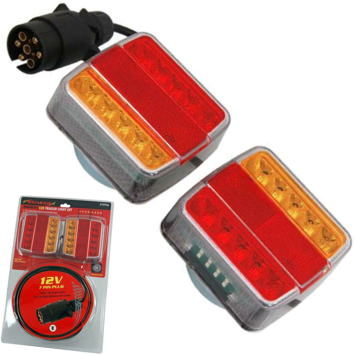 Neilsen 12V Magnetic Led Rear Tail Stop Light Indicator Lights Trailer Set